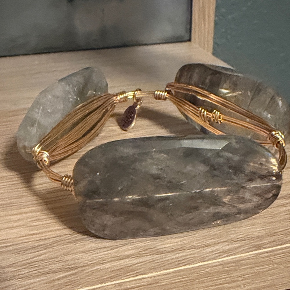 Bourbon and Boweties Smoky Gray Quartz Gold Bracelet